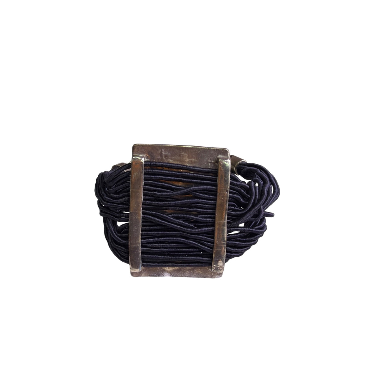 Vintage Silver-Tone & Black Multi-Strand Bracelet With Chain Clasp Adjustable Fit