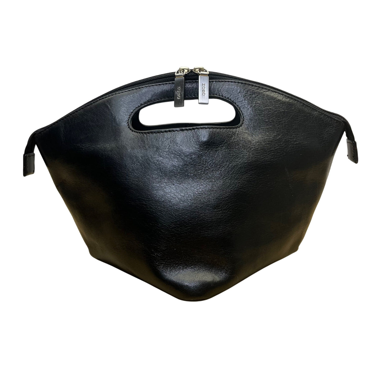 Hobo International Womens Black Leather With Handle Cutout & Zip Closure Handbag