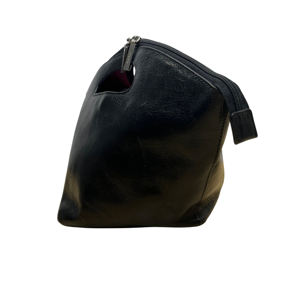 Hobo International Womens Black Leather With Handle Cutout & Zip Closure Handbag