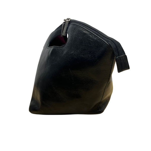 Hobo International Womens Black Leather With Handle Cutout & Zip Closure Handbag