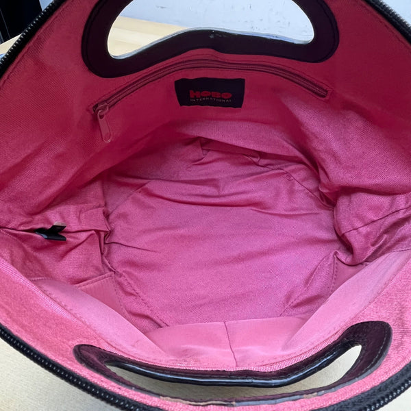 Hobo International Womens Black Leather With Handle Cutout & Zip Closure Handbag