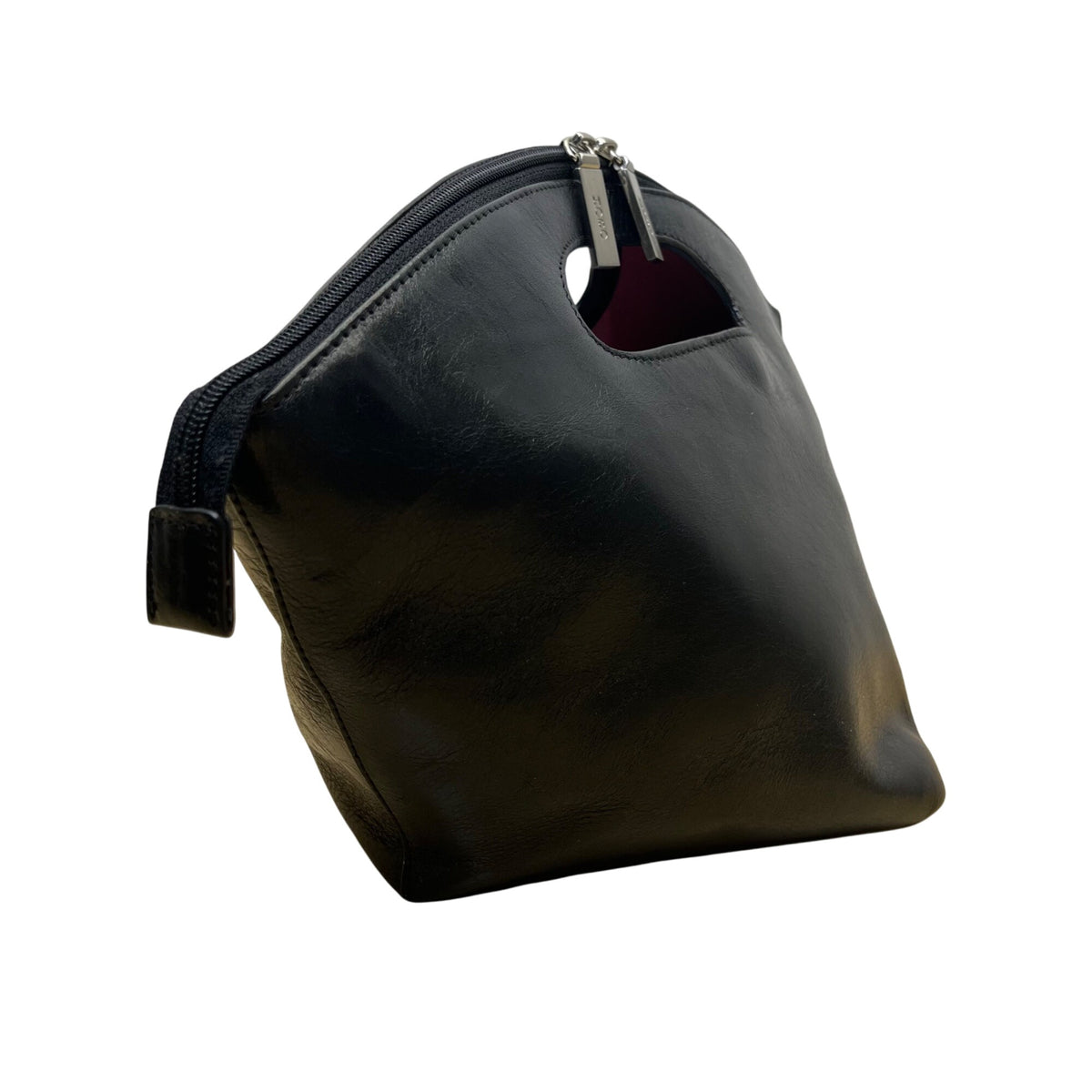 Hobo International Womens Black Leather With Handle Cutout & Zip Closure Handbag