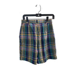 Fundamental Things Plaid Womens Shorts Linen Cotton Multicolor Size 8