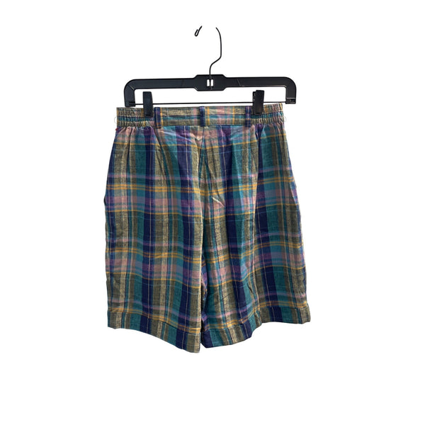 Fundamental Things Plaid Womens Shorts Linen Cotton Multicolor Size 8