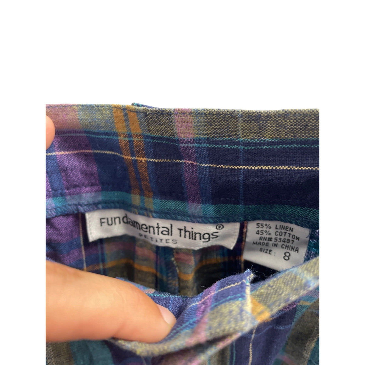 Fundamental Things Plaid Womens Shorts Linen Cotton Multicolor Size 8