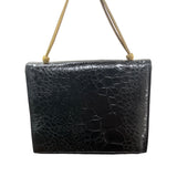 International Black Snake Print Gold Tone Handle Faux Leather Envelope Clutch