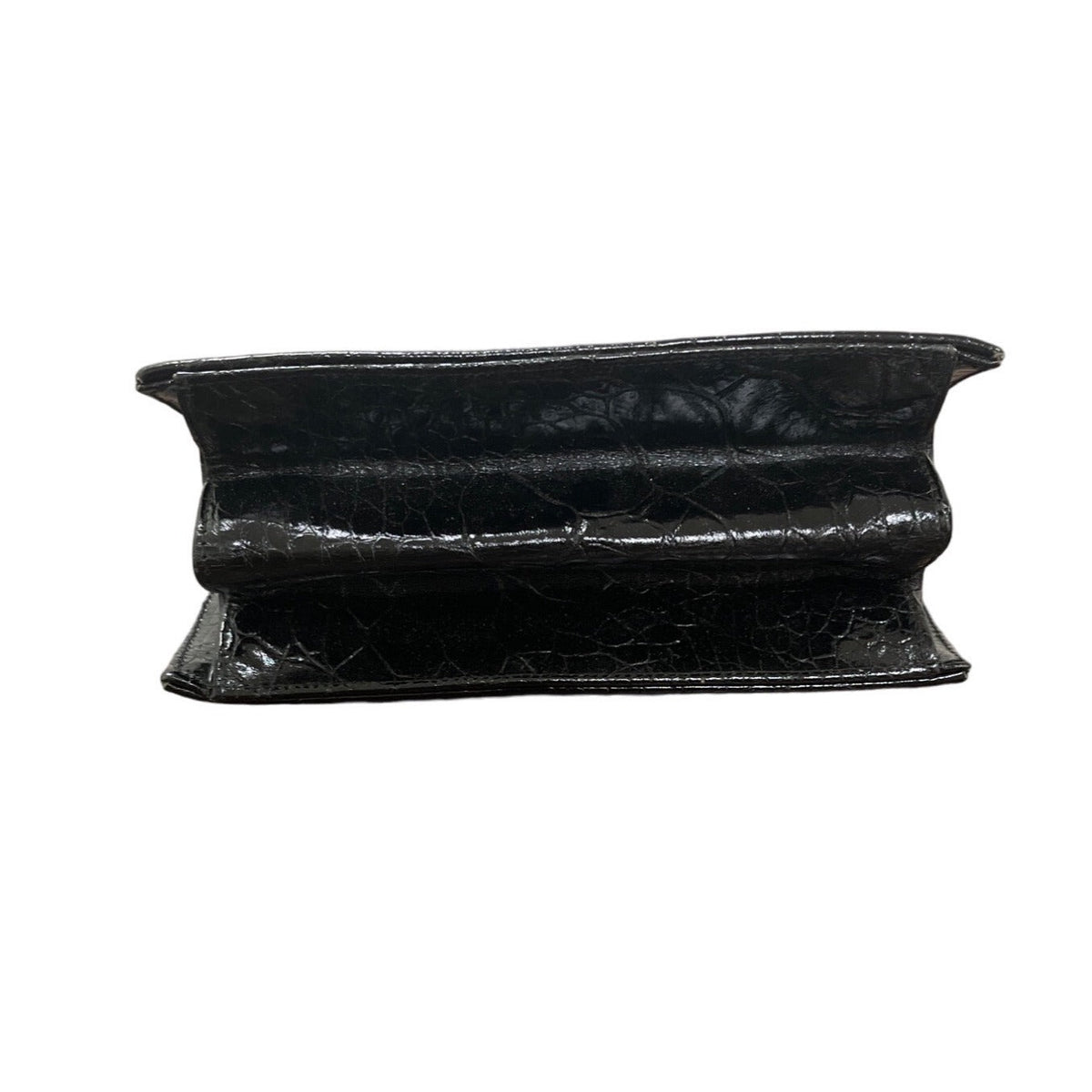 International Black Snake Print Gold Tone Handle Faux Leather Envelope Clutch
