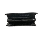 International Black Snake Print Gold Tone Handle Faux Leather Envelope Clutch