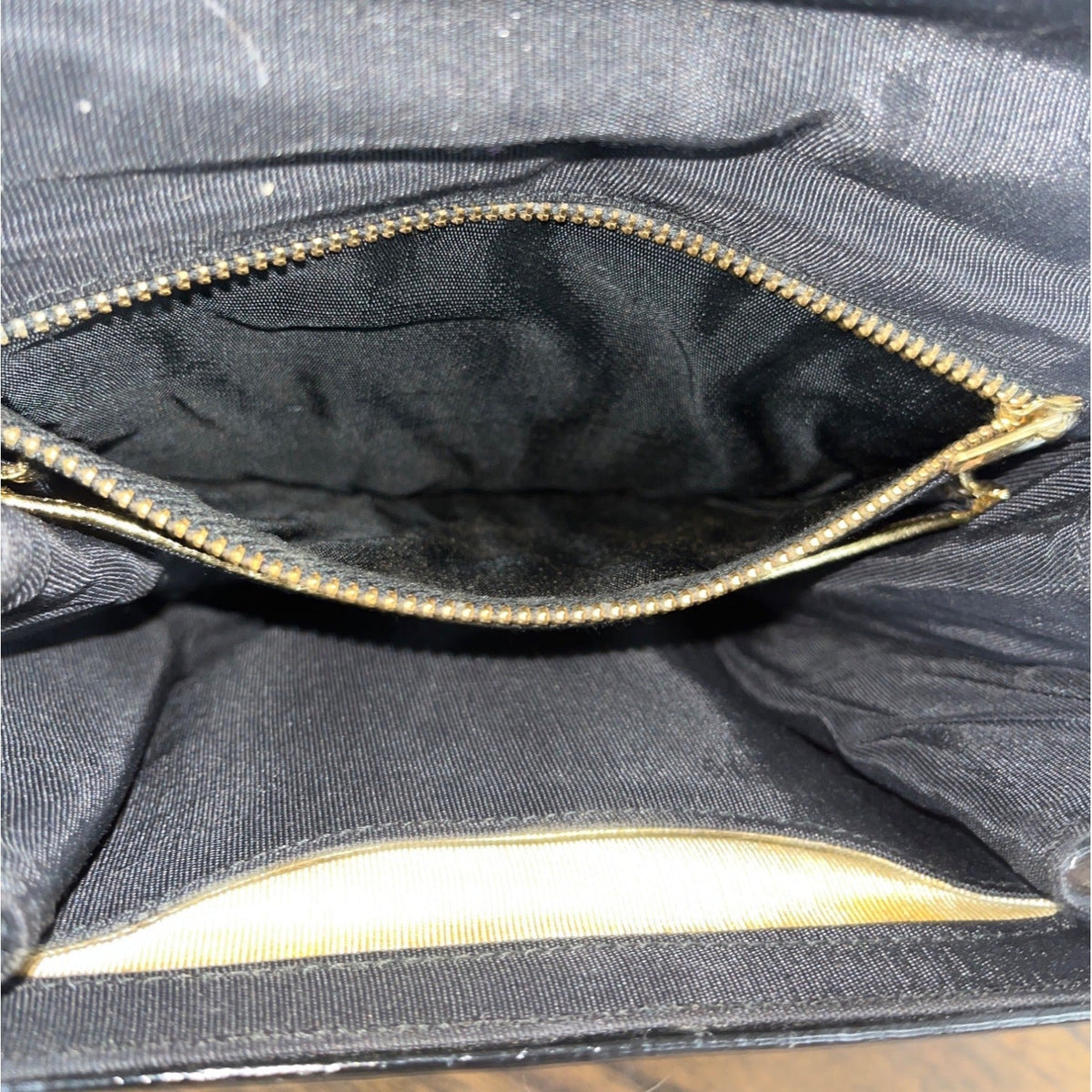 International Black Snake Print Gold Tone Handle Faux Leather Envelope Clutch
