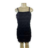 Milly Women's Black Fringe Sleeveless Mini Dress Sz 6 - New