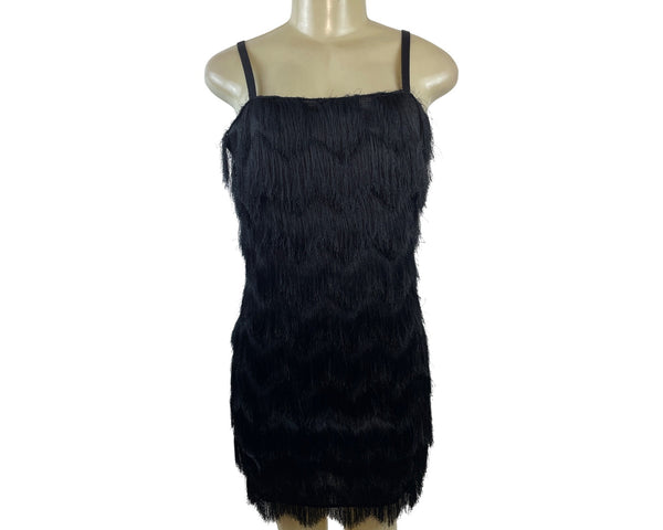Milly Women's Black Fringe Sleeveless Mini Dress Sz 6 - New