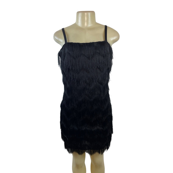 Milly Women's Black Fringe Sleeveless Mini Dress Sz 6 - New