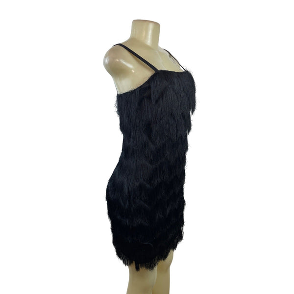 Milly Women's Black Fringe Sleeveless Mini Dress Sz 6 - New