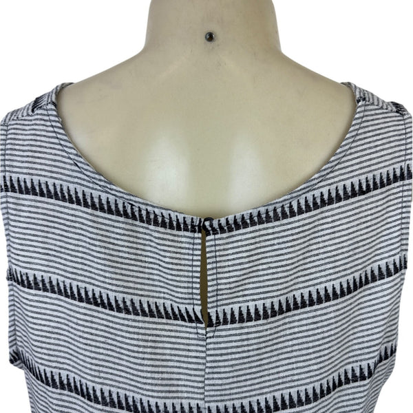 New Age Women’s Black & White High-Low Shirt With Striped Pattern Sz M/L