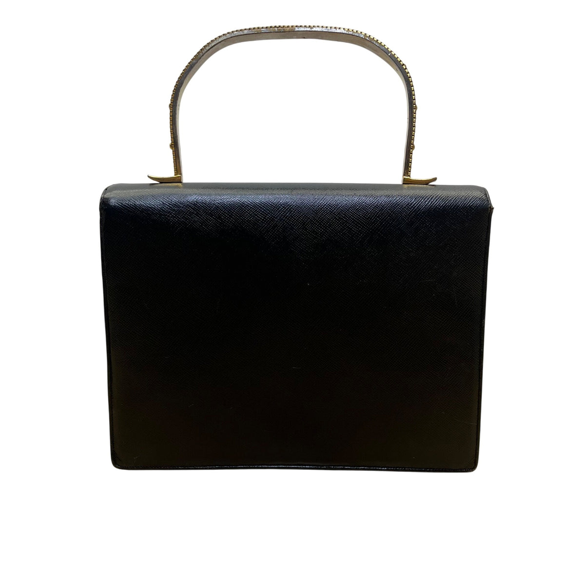 Vintage Igor Women’s Black Leather Gold Handle Structured Elegant Purse