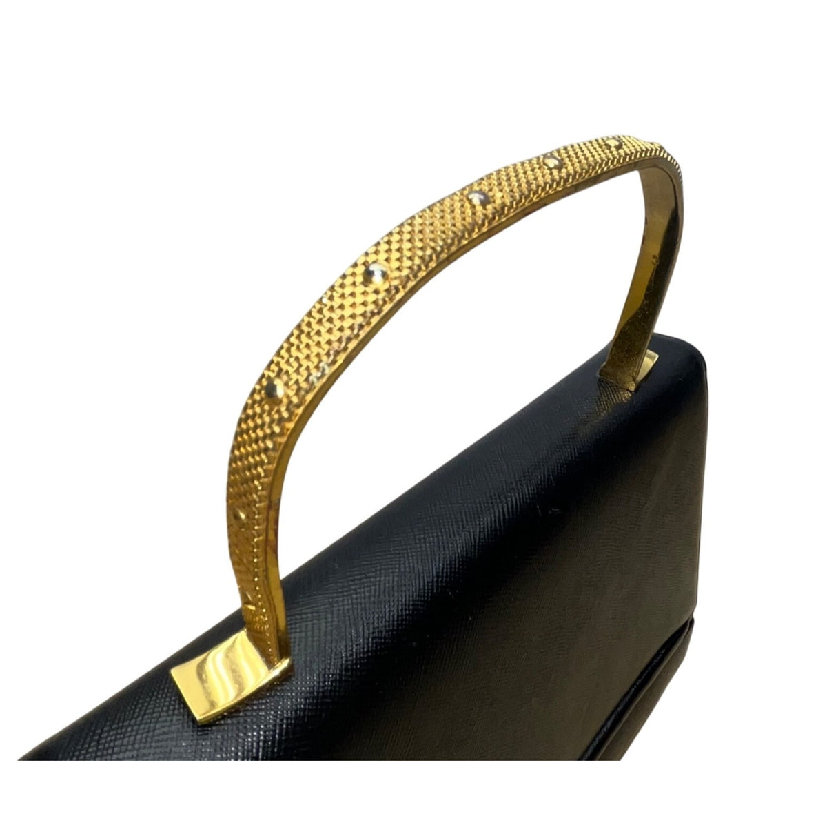 Vintage Igor Women’s Black Leather Gold Handle Structured Elegant Purse