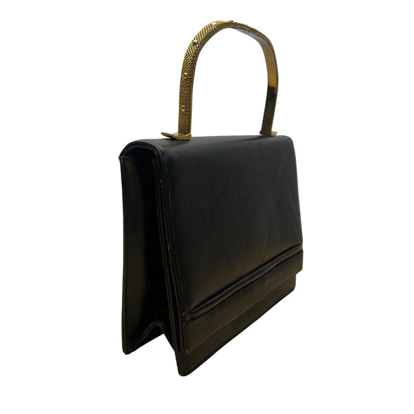 Vintage Igor Women’s Black Leather Gold Handle Structured Elegant Purse