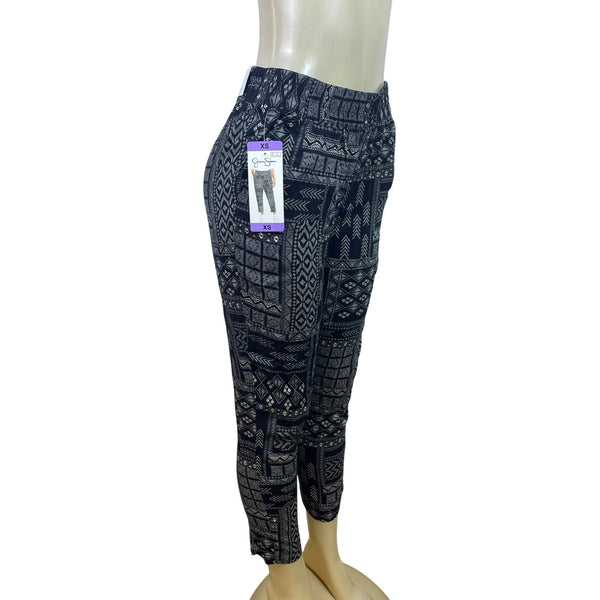 Jessica Simpson Women’s Black Soft Pants Pattern Elastic Waist Size XS - New