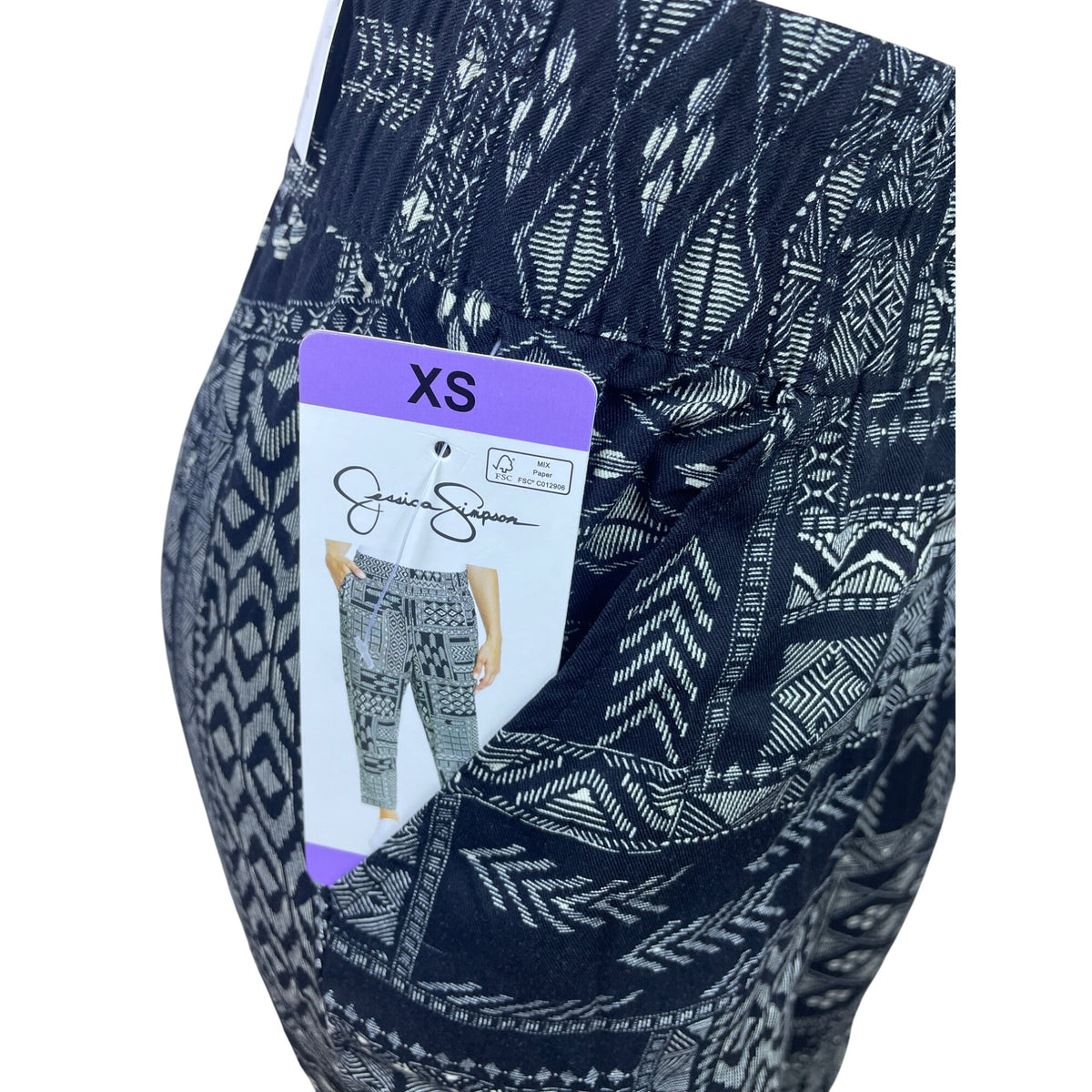 Jessica Simpson Women’s Black Soft Pants Pattern Elastic Waist Size XS - New