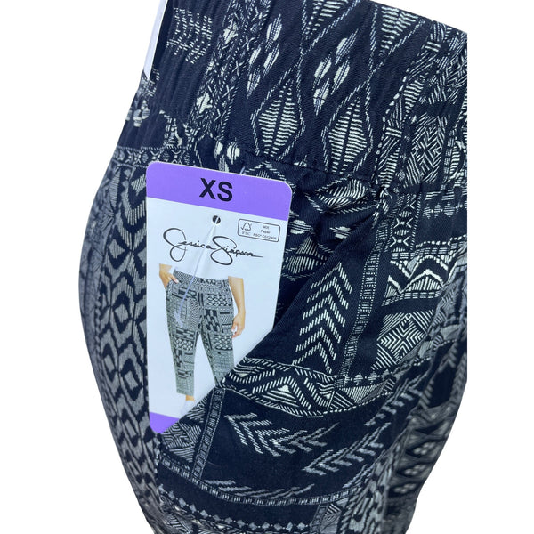 Jessica Simpson Women’s Black Soft Pants Pattern Elastic Waist Size XS - New