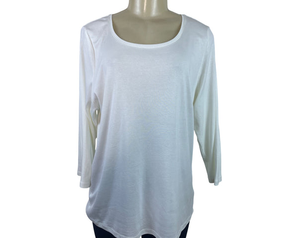 Charter Club Perfectly Soft Pima Cotton 3/4 Sleeve Womens White Top 1X