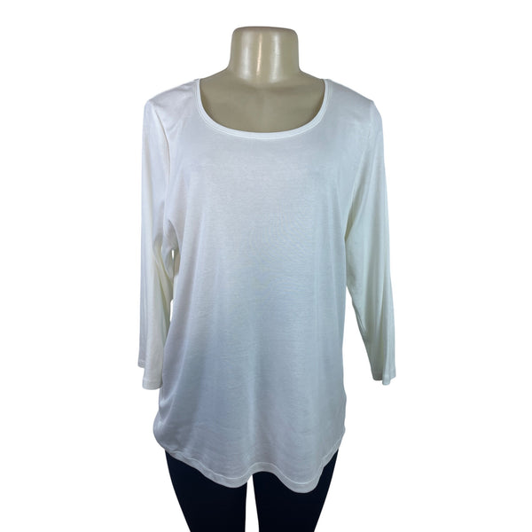 Charter Club Perfectly Soft Pima Cotton 3/4 Sleeve Womens White Top 1X