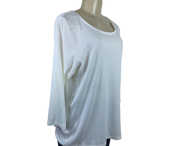 Charter Club Perfectly Soft Pima Cotton 3/4 Sleeve Womens White Top 1X