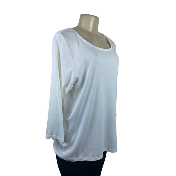 Charter Club Perfectly Soft Pima Cotton 3/4 Sleeve Womens White Top 1X
