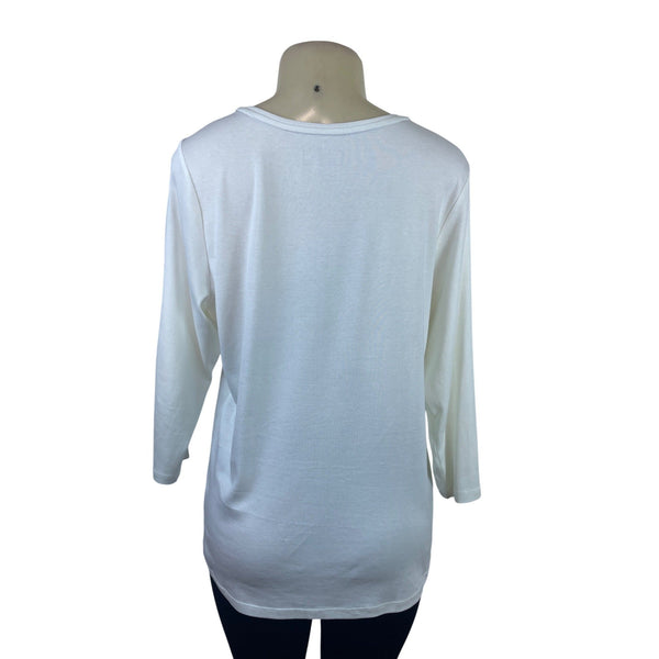 Charter Club Perfectly Soft Pima Cotton 3/4 Sleeve Womens White Top 1X
