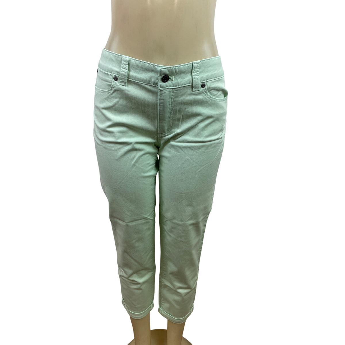 Talbots Womens Mint Green Capri Jeans Mid-Rise Slim Fit Size 6 - New