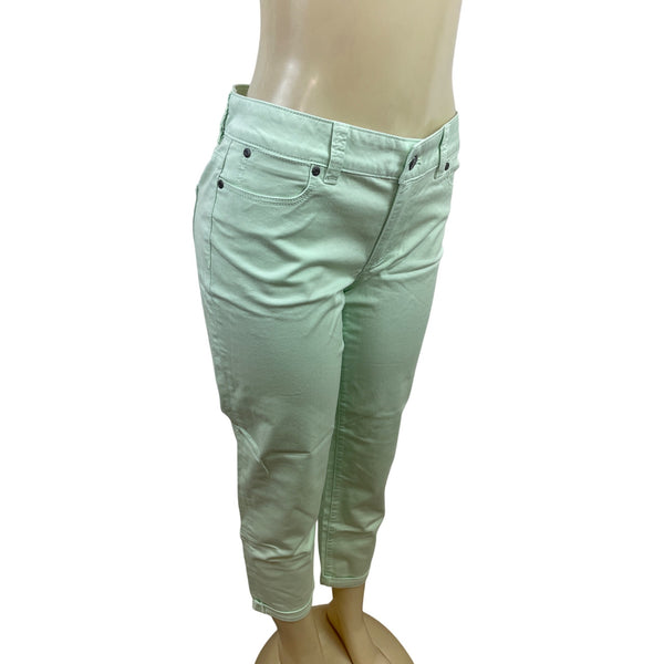 Talbots Womens Mint Green Capri Jeans Mid-Rise Slim Fit Size 6 - New