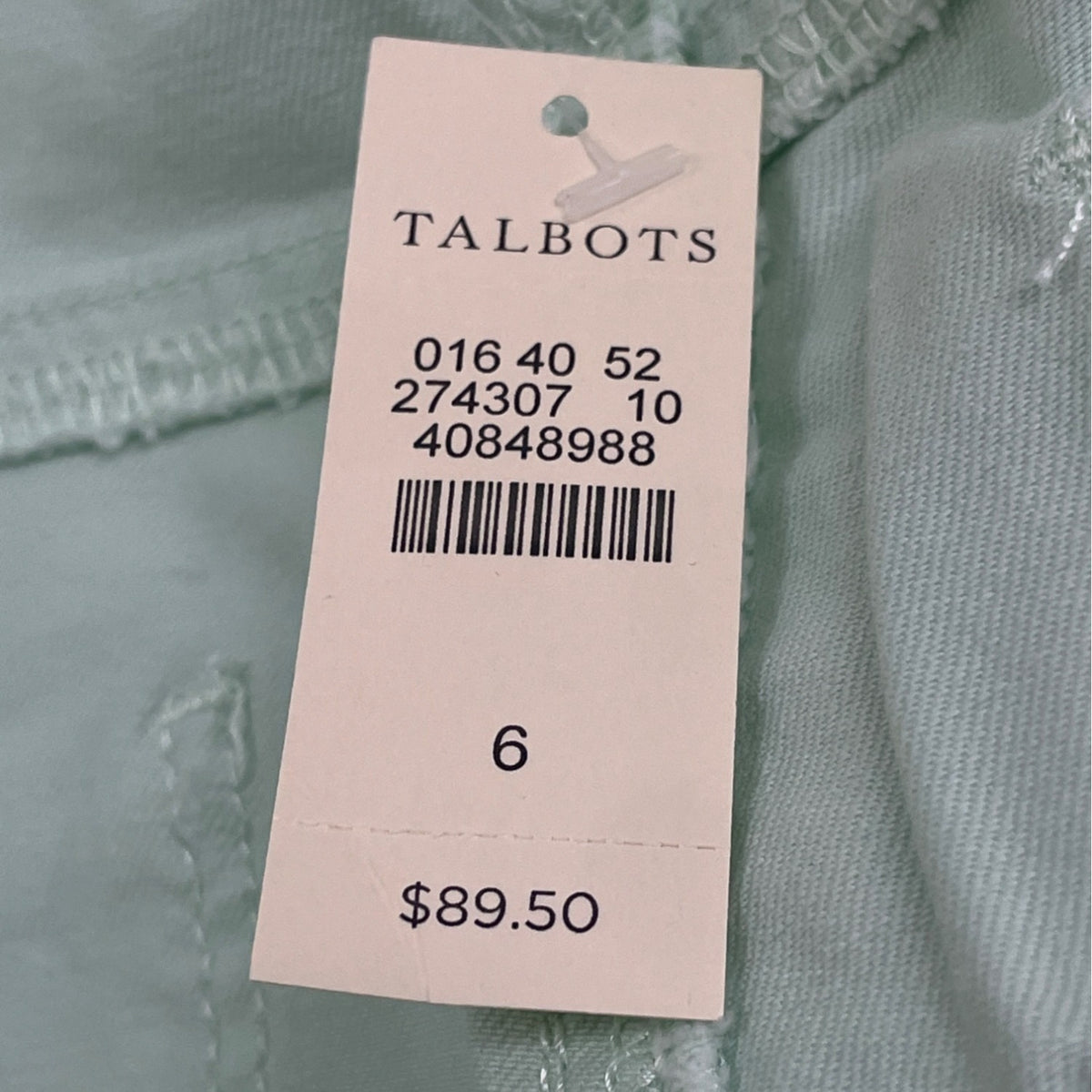 Talbots Womens Mint Green Capri Jeans Mid-Rise Slim Fit Size 6 - New