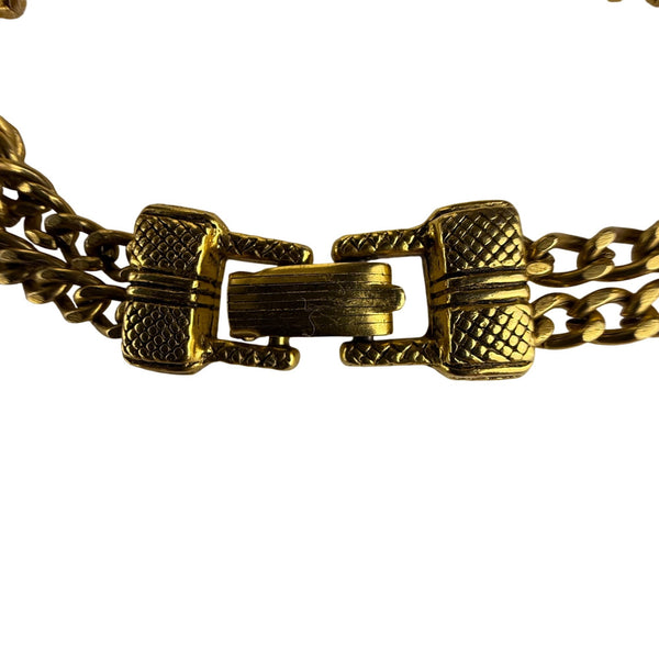 Goldette Women's Gold Tone Chain Bracelet Floral Pearls Layered Design Signed