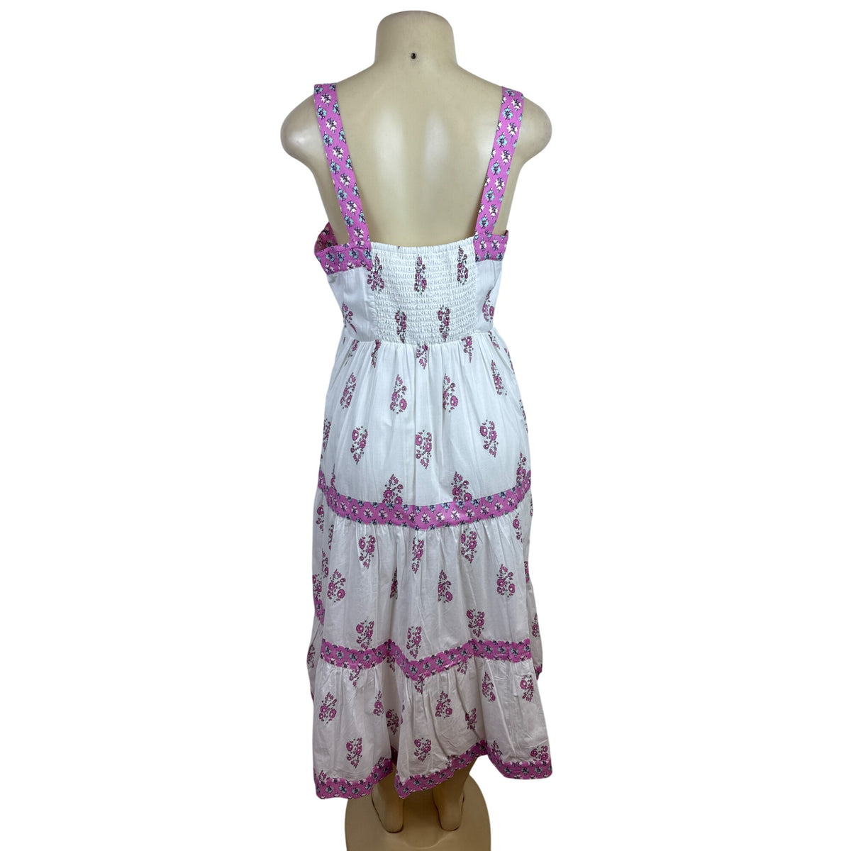 J.Crew Floral Sundress With Pink Embroidered Trim Sleeveless White Size 6 - New