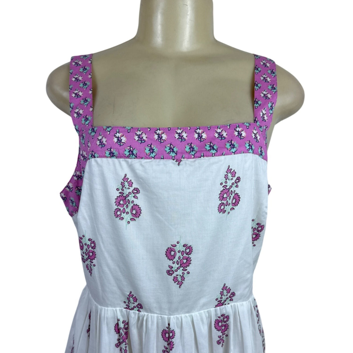 J.Crew Floral Sundress With Pink Embroidered Trim Sleeveless White Size 6 - New