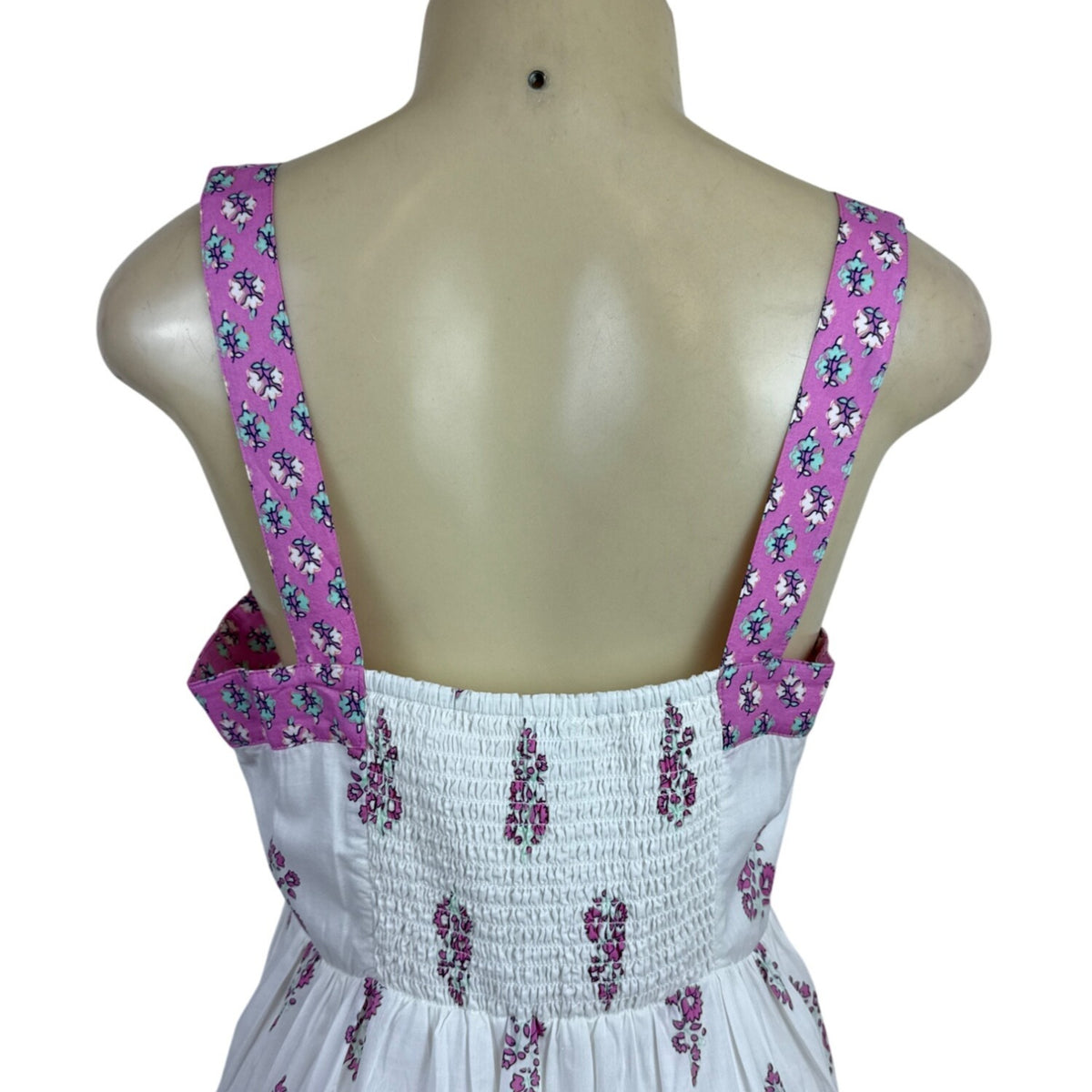 J.Crew Floral Sundress With Pink Embroidered Trim Sleeveless White Size 6 - New