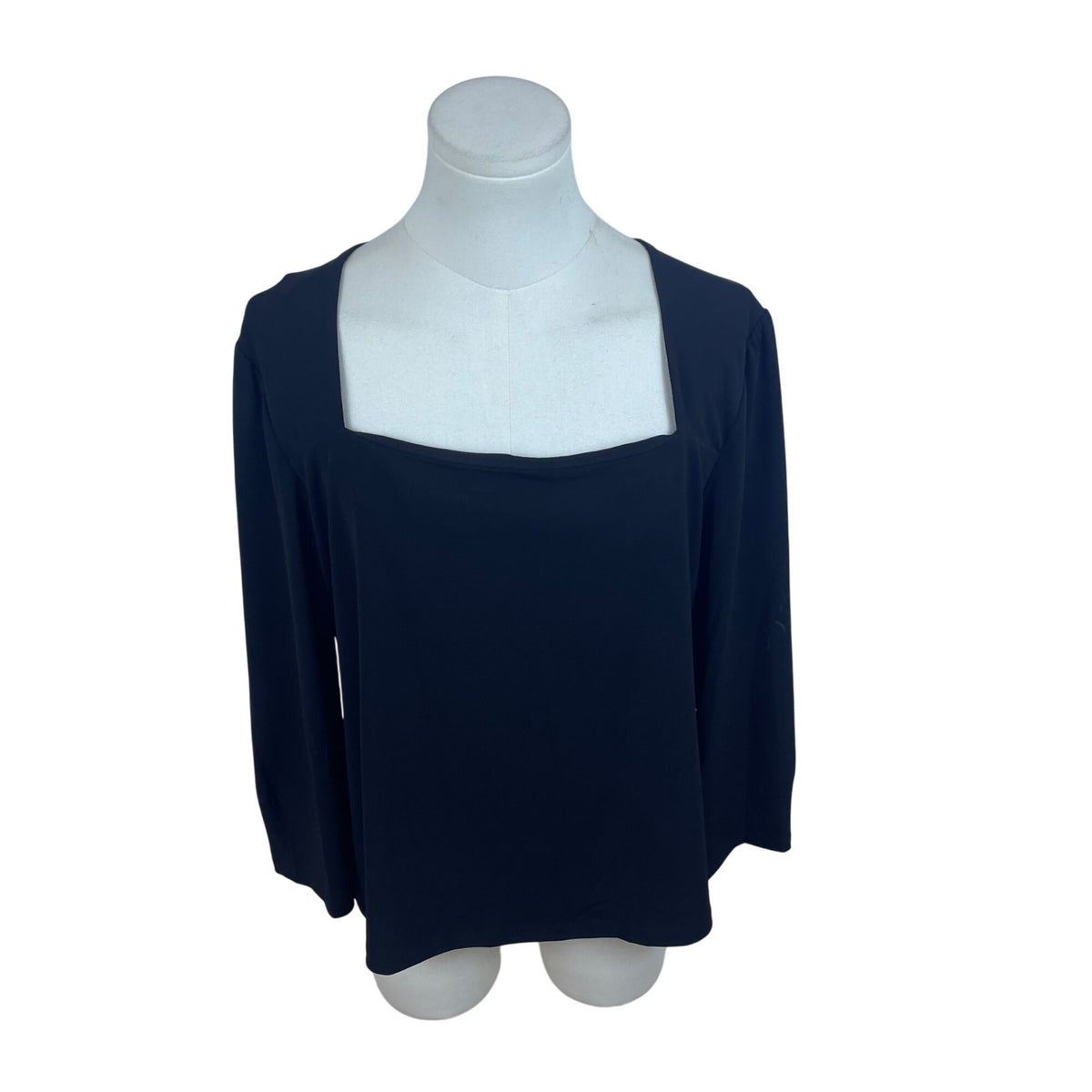Ann Taylor Womens Black Blouse Square Neck Long Sleeves Size L - New
