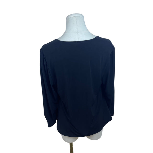 Ann Taylor Womens Black Blouse Square Neck Long Sleeves Size L - New