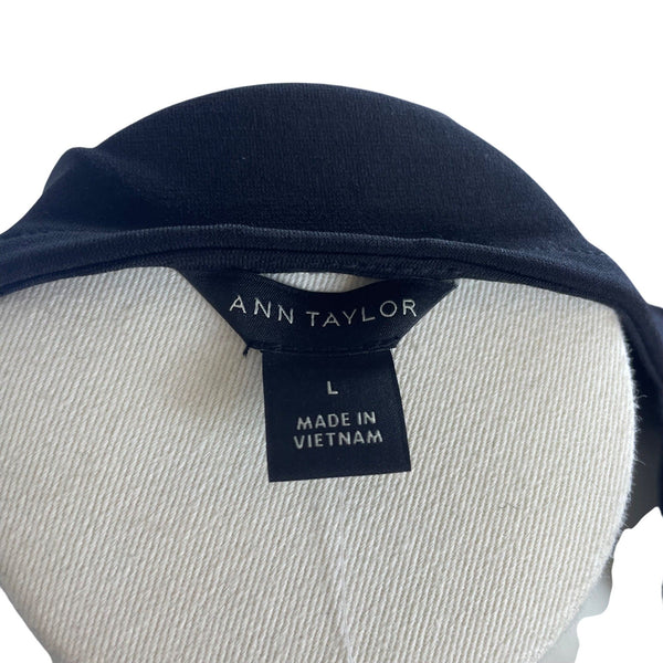 Ann Taylor Womens Black Blouse Square Neck Long Sleeves Size L - New
