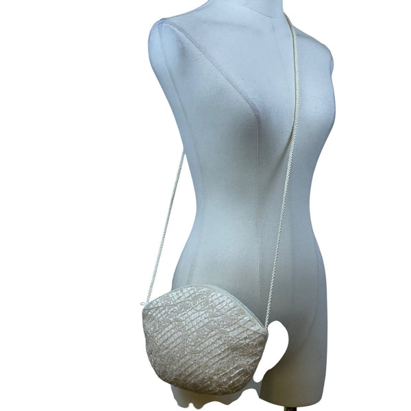 Laura Gayle Women’s Ivory Beaded With Braided Strap Elegant Evening Purse Size S