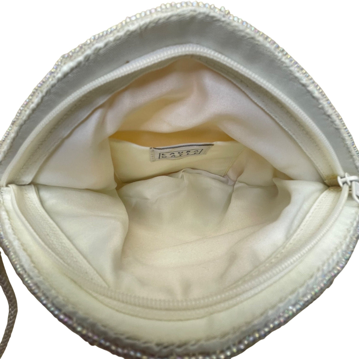 Laura Gayle Women’s Ivory Beaded With Braided Strap Elegant Evening Purse Size S