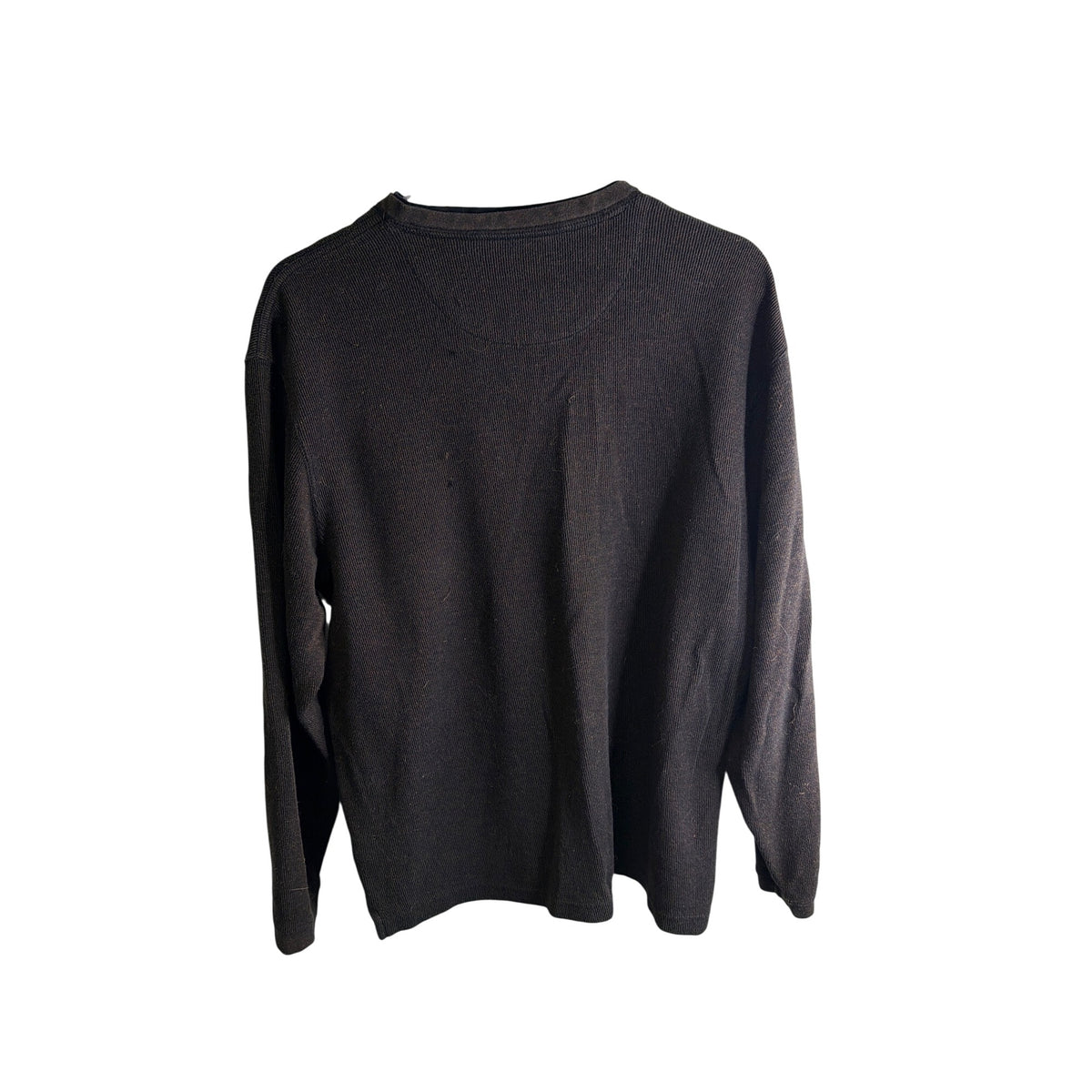 Haggar Mens Brown Cotton Polyester Henley Long Sleeve Shirt Size L