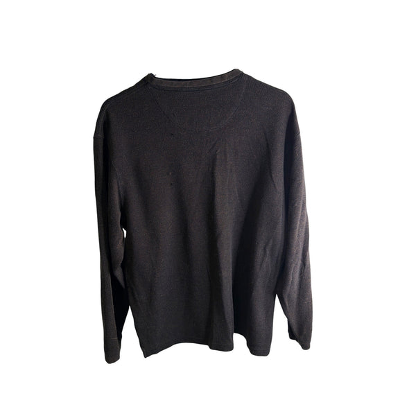 Haggar Mens Brown Cotton Polyester Henley Long Sleeve Shirt Size L