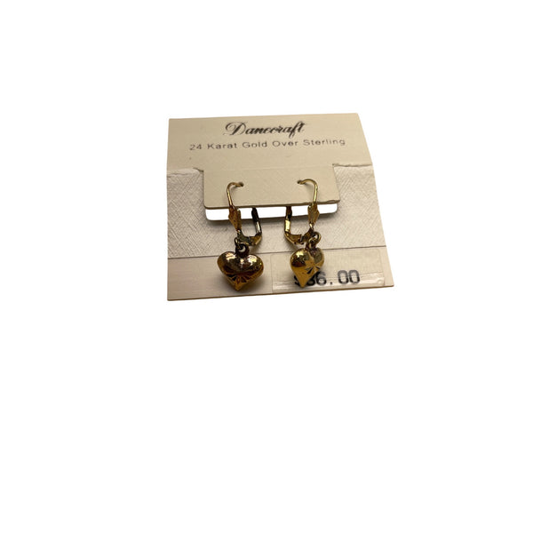Danecraft 24 Karat Gold Over Sterling Heart Drop Earrings