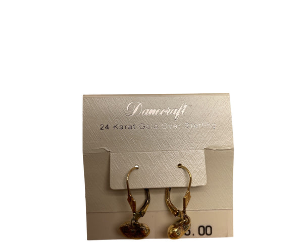 Danecraft 24 Karat Gold Over Sterling Heart Drop Earrings