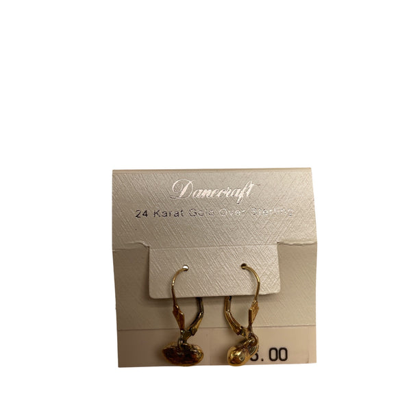 Danecraft 24 Karat Gold Over Sterling Heart Drop Earrings