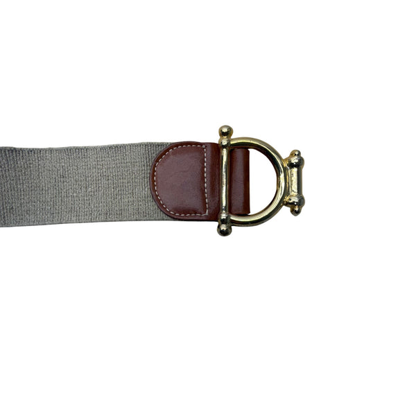 Elastic Belt Gold Accents Leather Trim Adjustable Beige & Brown Colorway S/M