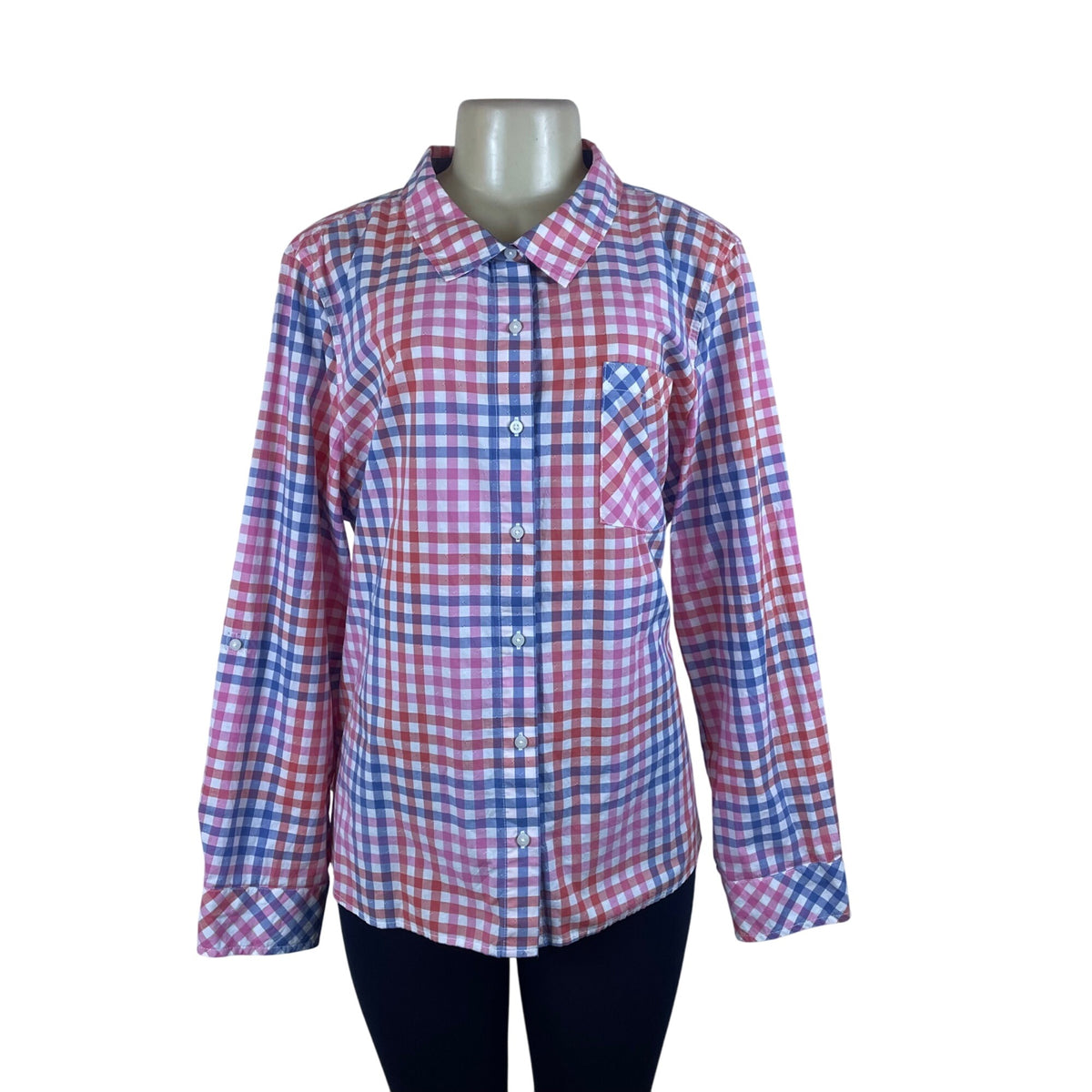 Tommy Hilfiger  Plaid Multicolor Women’s Button-Up Shirt Checked Pattern XXL