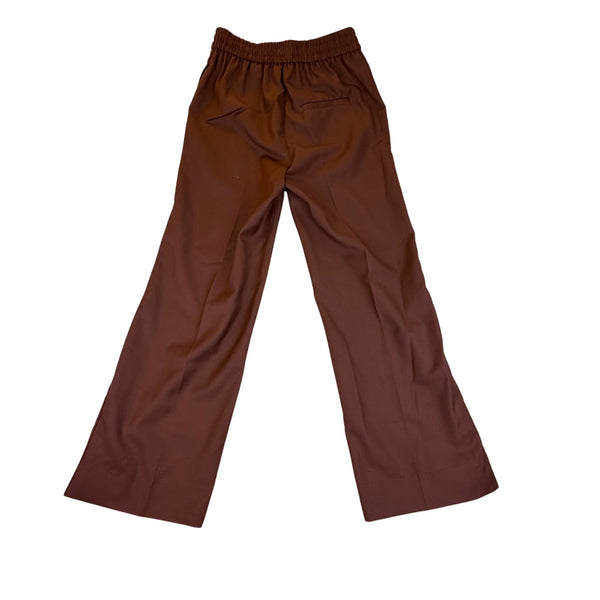 COS Women’s Brown Wool Wide-Leg Pants Elastic Waist Comfort Fit Size 2