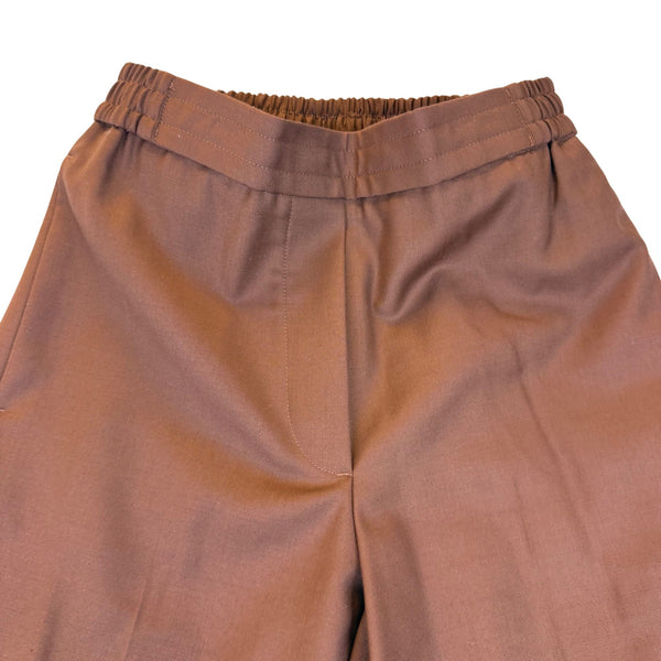 COS Women’s Brown Wool Wide-Leg Pants Elastic Waist Comfort Fit Size 2